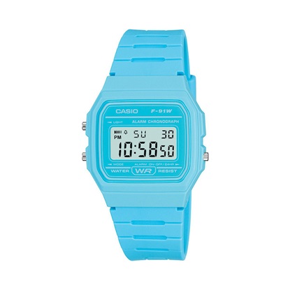 Casio Collection Ψηφιακό Ρολόι Μπαταρίας με Καουτσούκ Τιρκουάζ (F-91WC-2AEF) (CASF91WC2AEF)-CASF91WC2AEF