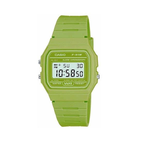 Casio Collection Digital Battery Watch with Rubber Strap Green (F-91WC-3AEF) (CASF91WC3AEF)-CASF91WC3AEF