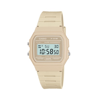 Casio Collection Digital Battery Watch with Rubber Strap Pink (F-91WC-8AEF) (CASF91WC8AEF)-CASF91WC8AEF