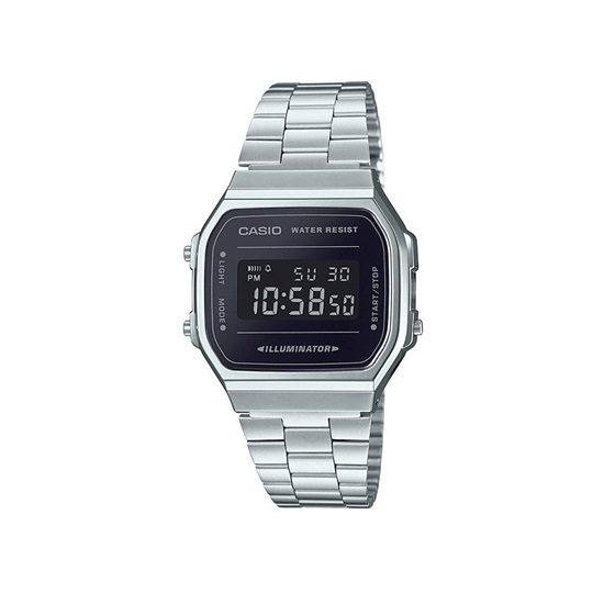 Casio Vintage Iconic Digital Battery Watch with Metal Bracelet Silver (A168WEM-1EF)(CASA168WEM1EF)-CASA168WEM1EF