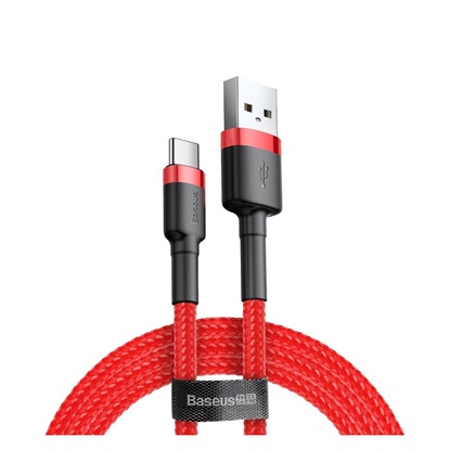 Baseus Cafule Braided USB 2.0 Cable USB-C male - USB-A male Κόκκινο 2m (CATKLF-C09RD) (BASCATKLFC09RD)-BASCATKLFC09RD
