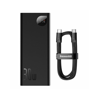 Baseus Adaman Metal Power Bank 20000mAh 30W με 2 Θύρες USB-A και Θύρα USB-C Power Delivery / Quick Charge 3.0 Μαύρο (PPAD030001) (BASPPAD030001)-BASPPAD030001