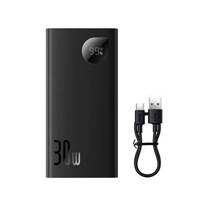 Baseus Adaman2 Digital Display Power Bank 10000mAh 30W με 2 Θύρες USB-A και Θύρα USB-C Power Delivery Μαύρο (PPAD040101) (BASPPAD040101)-BASPPAD040101