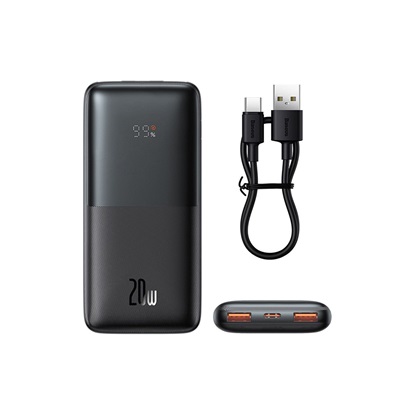 Bipow Pro Power Bank 10000mAh 20W με 2 Θύρες USB-A και Θύρα USB-C Μαύρο (PPBD040201) (BASPPBD040201)-BASPPBD040201