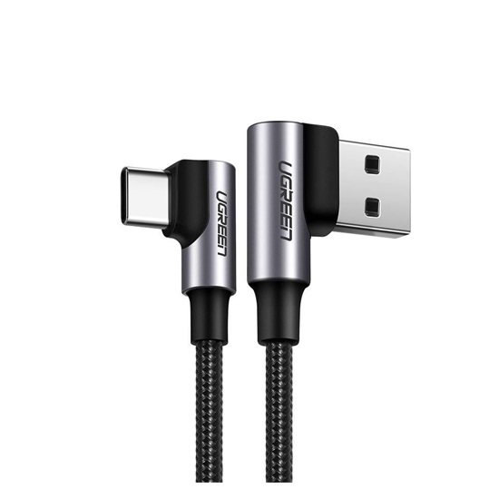 Ugreen Angle (90°) / Braided USB 2.0 Cable USB-C male - USB-A male Γκρι 0.5m (20855) (UGR20855)-UGR20855