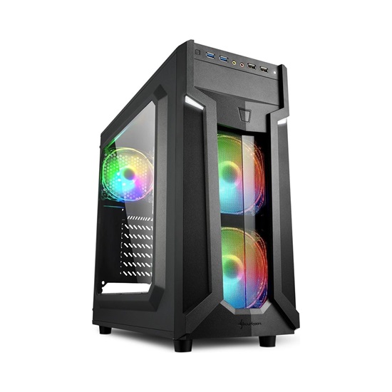Sharkoon VG6-W RGB Gaming Midi Tower Computer Case Black (17581247) (SHR17581247)-SHR17581247