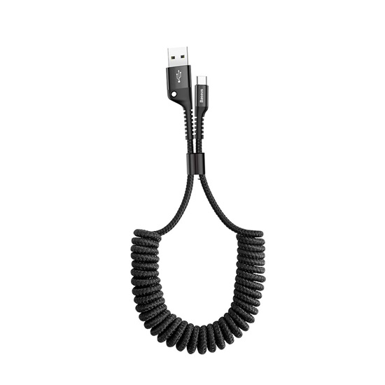 Baseus Fish Eye Spiral USB 2.0 Cable USB-C male - USB-A male Μαύρο 1m (CATSR-01) (BASCATSR01)-BASCATSR01