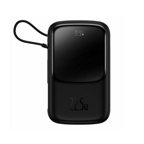 Baseus Qpow Power Bank 10000mAh 22.5W με Θύρα USB-A και Θύρα USB-C Power Delivery / Quick Charge 3.0 Μαύρο (PPQD020101) (BASPPQD020101)-BASPPQD020101