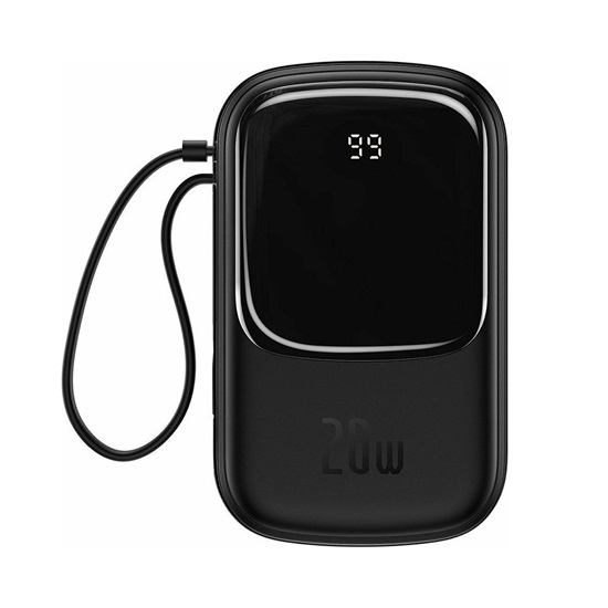 Baseus Qpow Lightning Digital Display Power Bank 20000mAh 20W με Θύρα USB-A και Θύρα USB-C Μαύρο (PPQD060201) (BASPPQD060201)-BASPPQD060201