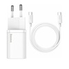 Baseus Φορτιστής με Θύρα USB-C και Καλώδιο USB-C 25W Λευκός (Super Si) (TZCCSUP-L02) (BASTZCCSUPL02)-BASTZCCSUPL02