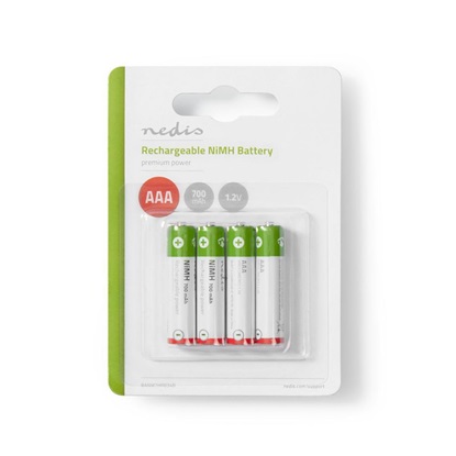 Nedis Επαναφορτιζόμενες Μπαταρίες AAA Ni-MH 700mAh 1.2V 4τμχ (BANM7HR034B) (NEDBANM7HR034B)-NEDBANM7HR034B