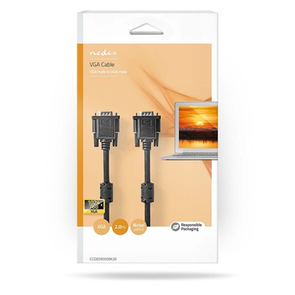 Nedis Cable VGA male - VGA male 2m (CCGB59000BK20) (NEDCCGB59000BK20)-NEDCCGB59000BK20