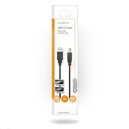 Nedis USB 2.0 Cable USB-A male - USB-B male 1m (CCGP60100BK10) (NEDCCGP60100BK10)-NEDCCGP60100BK10