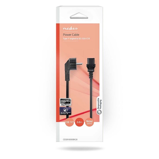 Nedis Schuko - IEC C13 Cable 2m Μαύρο (CEGB10000BK20) (NEDCEGB10000BK20)-NEDCEGB10000BK20