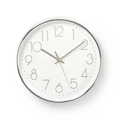 Nedis Ρολόι Τοίχου Πλαστικό Λευκό/Ασημί 30cm (CLWA015PC30SR) (NEDCLWA015PC30SR)-NEDCLWA015PC30SR