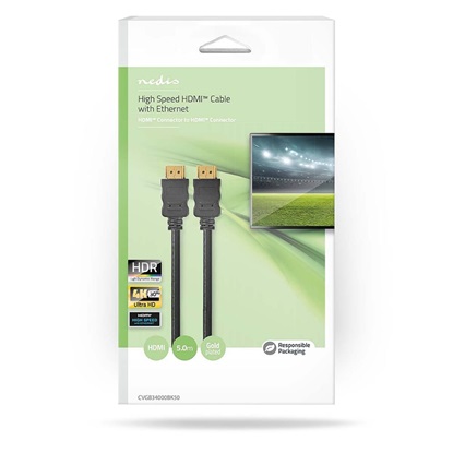 Nedis HDMI 1.4 Cable HDMI male - HDMI male 5m Μαύρο (CVGB34000BK50) (NEDCVGB34000BK50)-NEDCVGB34000BK50