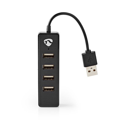 Nedis USB 2.0 Hub 4 Θυρών με σύνδεση USB-A (UHUBU2420BK) (NEDUHUBU2420BK)-NEDUHUBU2420BK