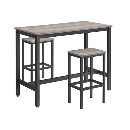 Vasagle Bar Table Set with 2 Stools (LBT015B02) (VASLBT015B02)-VASLBT015B02