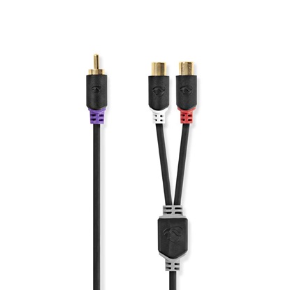 Nedis Cable 2X RCA female - RCA male 0.2m (CABW24010AT02) (NEDCABW24010AT02)-NEDCABW24010AT02