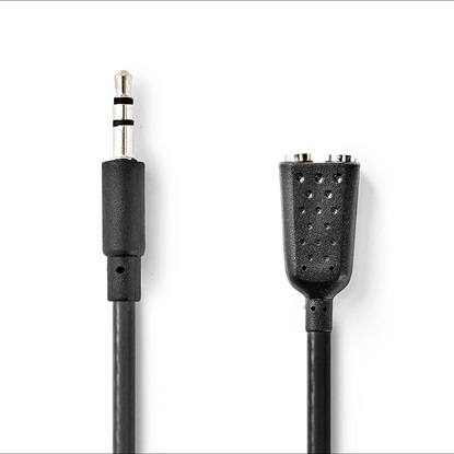 Nedis Stereo Audio Cable 3.5 mm Male  2x 3.5 mm Female 0.20 m (CAGB22100BK02) (NEDCAGB22100BK02)-NEDCAGB22100BK02