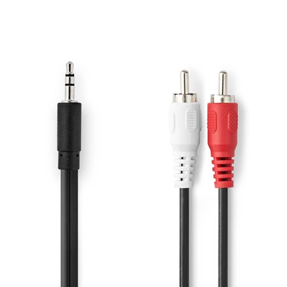 Nedis Audio cable 1x Jack 3.5mm male/2x RCA male 5m Black (CAGB22200BK50) (NEDCAGB22200BK50)-NEDCAGB22200BK50