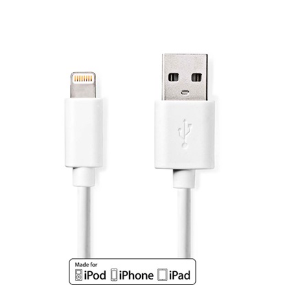 Nedis Cable Apple Lightning male/USB-A male 2.0 1m White (CCGB39300WT10) (NEDCCGB39300WT10)-NEDCCGB39300WT10
