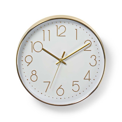 Nedis Ρολόι Τοίχου Πλαστικό Gold / White 30cm (CLWA015PC30GD) (NEDCLWA015PC30GD)-NEDCLWA015PC30GD