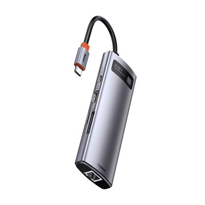 Baseus Metal Gleam Series 8-in-1 USB-C Docking Station Silver (CAHUB-CV0G) (BASCAHUB-CV0G)-BASCAHUB-CV0G
