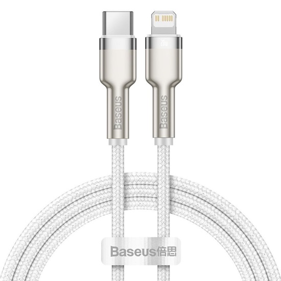 Baseus Cafule Braided USB-C to Lightning Cable 20W White1m (CATLJK-A02) (BASCATLJK-A02)-BASCATLJK-A02