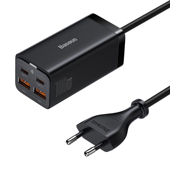 Baseus GaN3 Pro wall charger 2xUSB-C + 2xUSB, 100W Black (CCGP000101) (BASCCGP000101)-BASCCGP000101