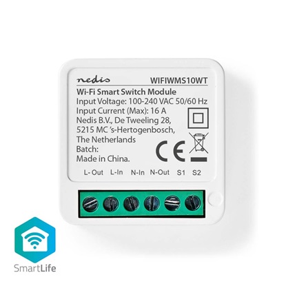 Nedis Smart Ενδιάμεσος Διακόπτης Wi-Fi σε Λευκό Χρώμα (WIFIWMS10WT) (NEDWIFIWMS10WT)-NEDWIFIWMS10WT