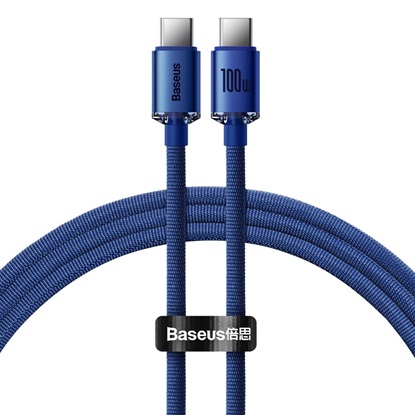 Baseus Crystal Shine Braided USB 2.0 Cable USB-C male - USB-C male Μπλε 1.2m (CAJY000603) (BASCAJY000603)-BASCAJY000603
