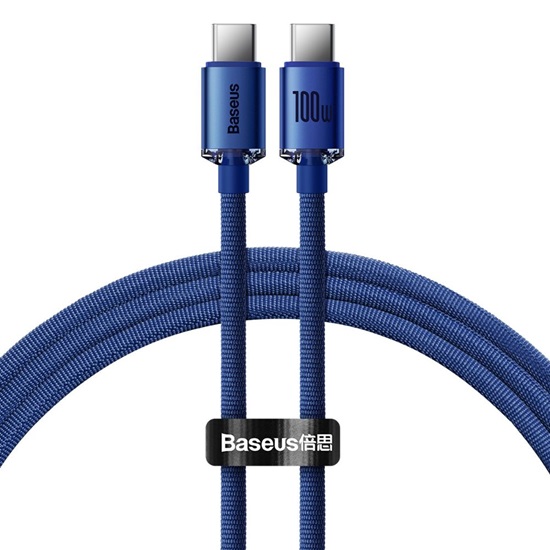 Baseus Crystal Shine Braided USB 2.0 Cable USB-C male - USB-C male Μπλε 1.2m (CAJY000603) (BASCAJY000603)-BASCAJY000603