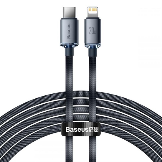 Baseus Crystal Shine cable USB-C to Lightning, 20W, PD, 2m Black (CAJY000301) (BASCAJY000301)-BASCAJY000301