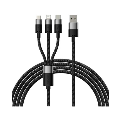 Baseis 3in1 USB cable  StarSpeed Series, USB-C + Micro + Lightning 3,5A, 1.2m Black (CAXS000001) (BASCAXS000001)-BASCAXS000001