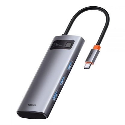Baseus Adapter 5in1  Hub USB-C to 3x USB 3.0 + HDMI + USB-C PD (WKWG020013) (BASWKWG020013)-BASWKWG020013