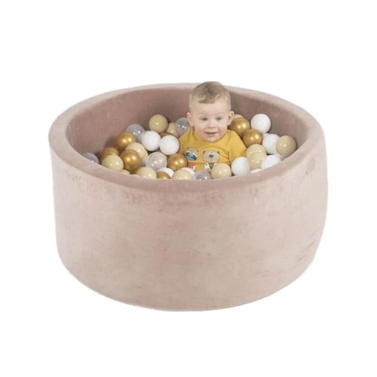 MeowBaby Ball Pit Velvet Ecru 40 cm  (B002028) (MEBB002028)-MEBB002028