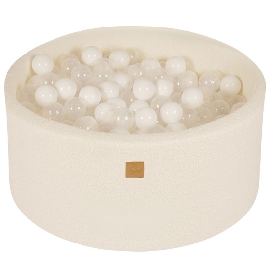 MeowBaby Boucle White Round Ball Pit 90x40cm with Balls (BOU04007) (MEBBOU04007)-MEBBOU04007