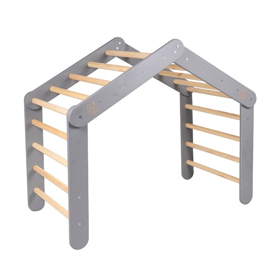 MeowBaby Wooden Large Pikler 112x61x94 for Children Climbing Triangle for Kids, Gray  (DD002IE) (MEBDD002IE)-MEBDD002IE