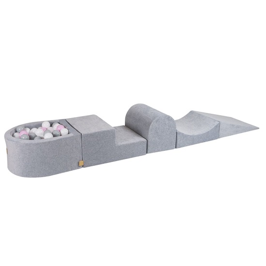 MeowBaby Foam Playset with Small Ball Pit Playground for Children, Velvet, Light Grey without Balls  (KR0000IE) (MEBKR0000IE)-MEBKR0000IE