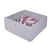 MeowBaby Baby Foam Square Ball Pit 90x90x40cm with 200 balls Light Grey (MEK024) (MEBMEK024)-MEBMEK024