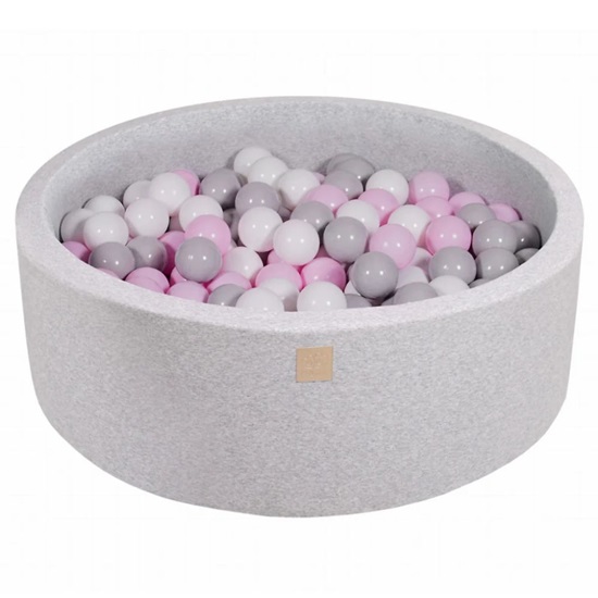 MeowBaby Baby Foam Round Ball Pit 90x30cm with 200 Balls Light Gray (MEO033) (MEBMEO033)-MEBMEO033