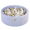 MeowBaby Velvet Baby Blue Ball Pit 90x30 cm with 200 White & Beige Balls  (VEO219) (MEBVEO219)-MEBVEO219