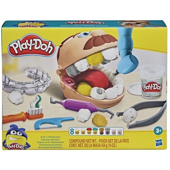 Hasbro Play-Doh Πλαστελίνη - Παιχνίδι Gold Drill 'n Fill Dentist για 3+ Ετών, 8τμχ (F1259) (HASF1259)-HASF1259