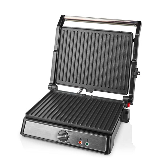 Nedis Contact Grill 2000 W 29 x 23 cm Stainless Steel (KAGR141FSR) (NEDKAGR141FSR)-NEDKAGR141FSR