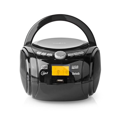 Nedis Φορητό Ηχοσύστημα Boombox με Bluetooth / CD / USB / Ραδιόφωνο σε Μαύρο Χρώμα (SPBB100BK) (NEDSPBB100BK)-NEDSPBB100BK