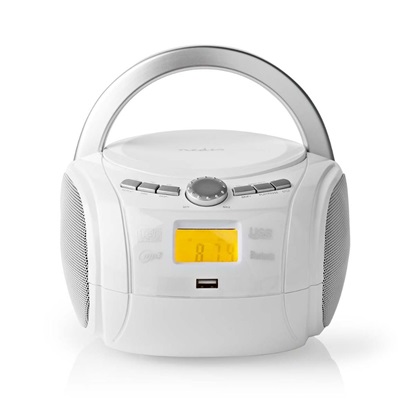Nedis Φορητό Ηχοσύστημα Boombox με Bluetooth / CD / USB / Ραδιόφωνο σε Λευκό Χρώμα (SPBB100WT) (NEDSPBB100WT)-NEDSPBB100WT