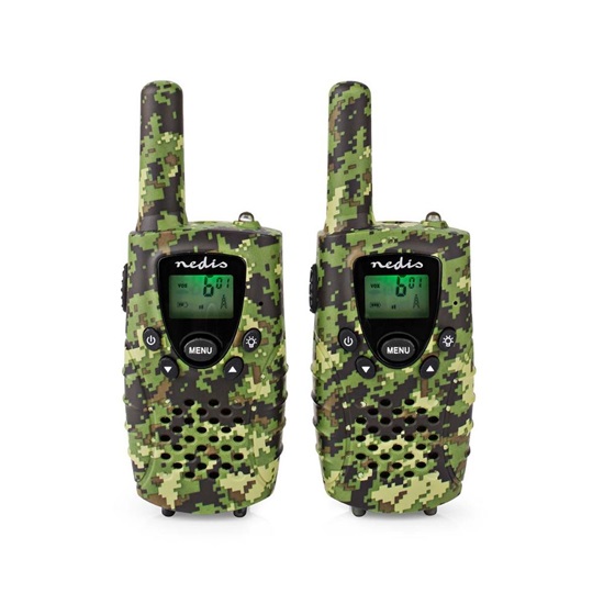 Nedis Walkie Talkie με Μονόχρωμη Οθόνη Σετ 2τμχ Camo Green (WLTK0810BK) (NEDWLTK0810BK)-NEDWLTK0810BK