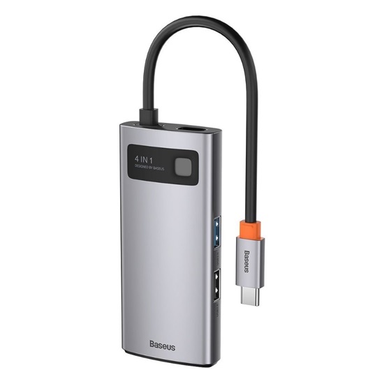 Baseus Hub 4in1Metal Gleam Series, USB-C to USB 3.0 + USB 2.0 + HDMI + USB-C  (CAHUB-CY0G) (BASCAHUB-CY0G)-BASCAHUB-CY0G