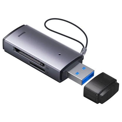 Baseus Lite Series SD/TF Memory Card Reader, USB Gray (WKQX060013) (BASWKQX060013)-BASWKQX060013